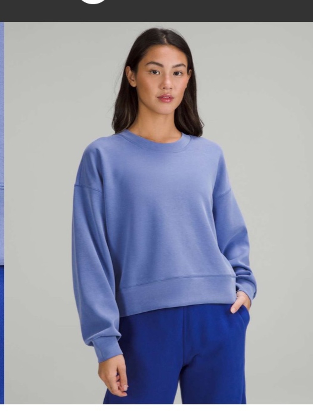 Lululemon Softstreme Cropped Crew Wild Indigo Oversized Sweatshirt M L Blue